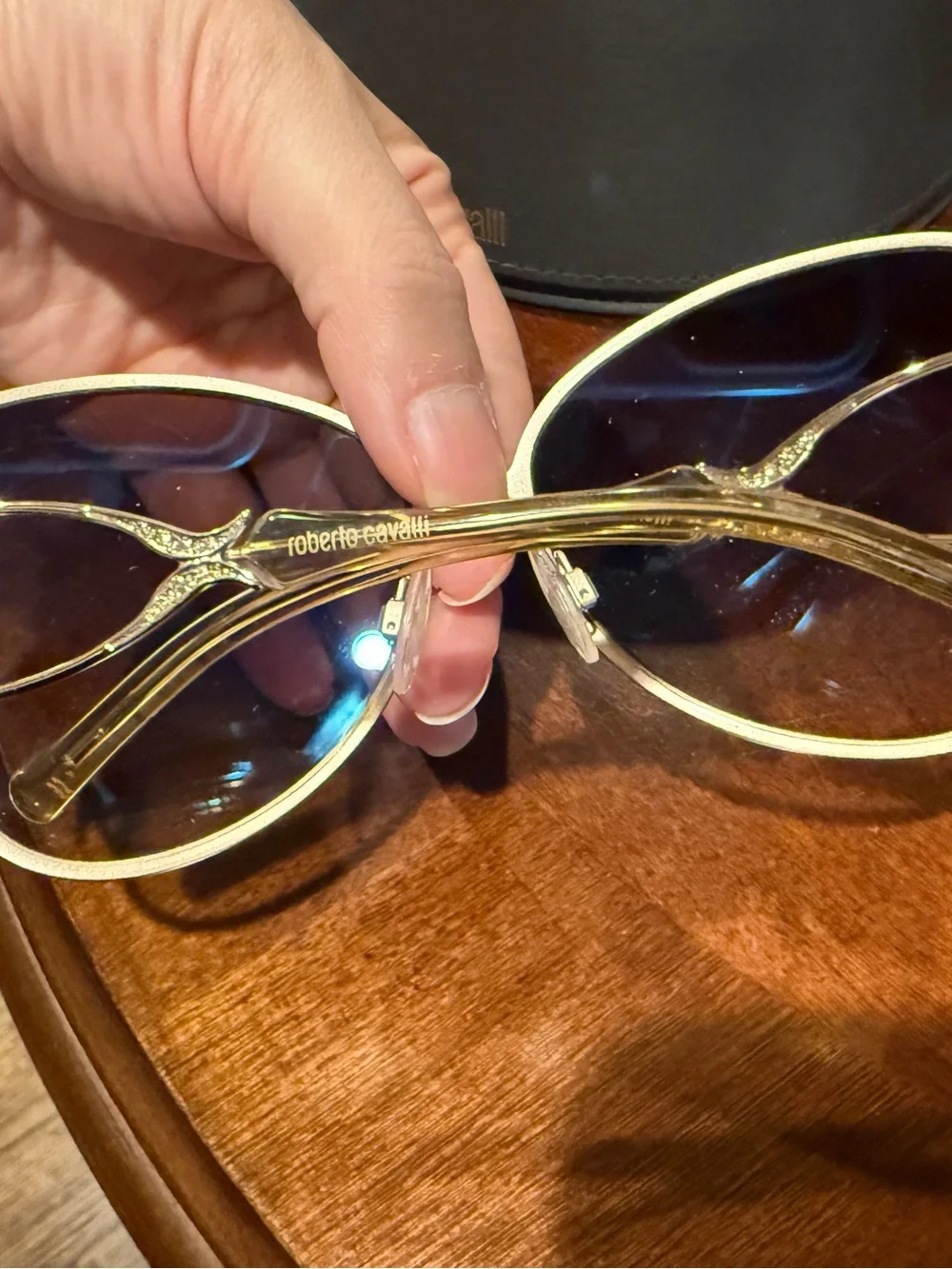 Roberto Cavalli Black Lens Sunglasses with Gold-Tone Frame